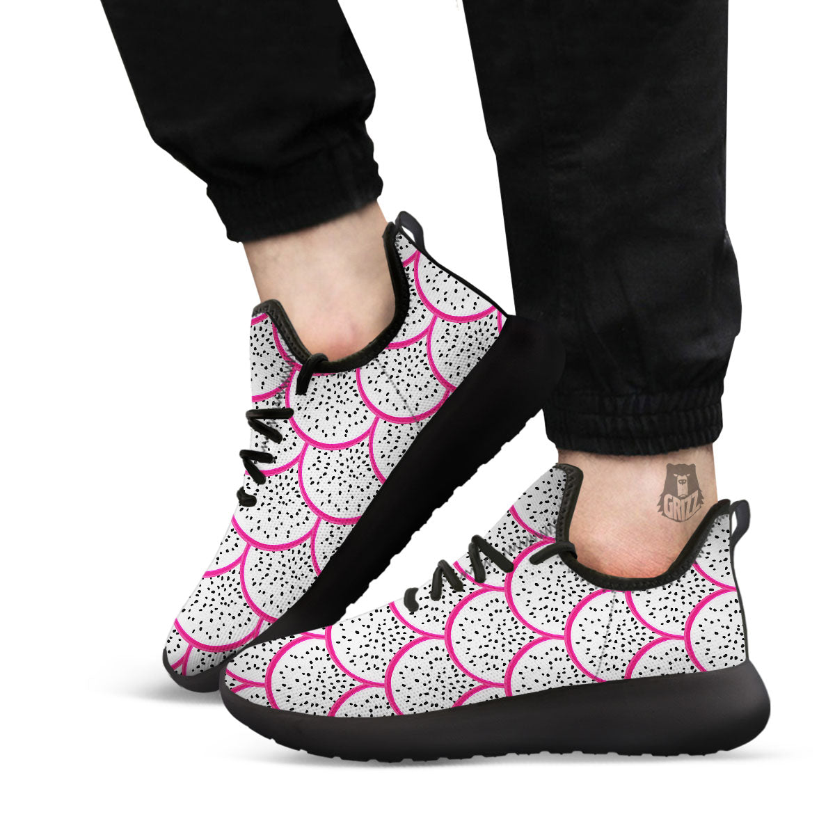 Pitaya Pattern Print Black Athletic Shoes-grizzshop