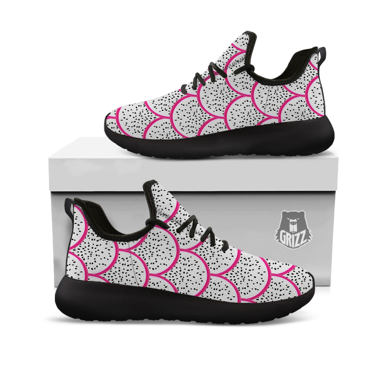 Pitaya Pattern Print Black Athletic Shoes-grizzshop