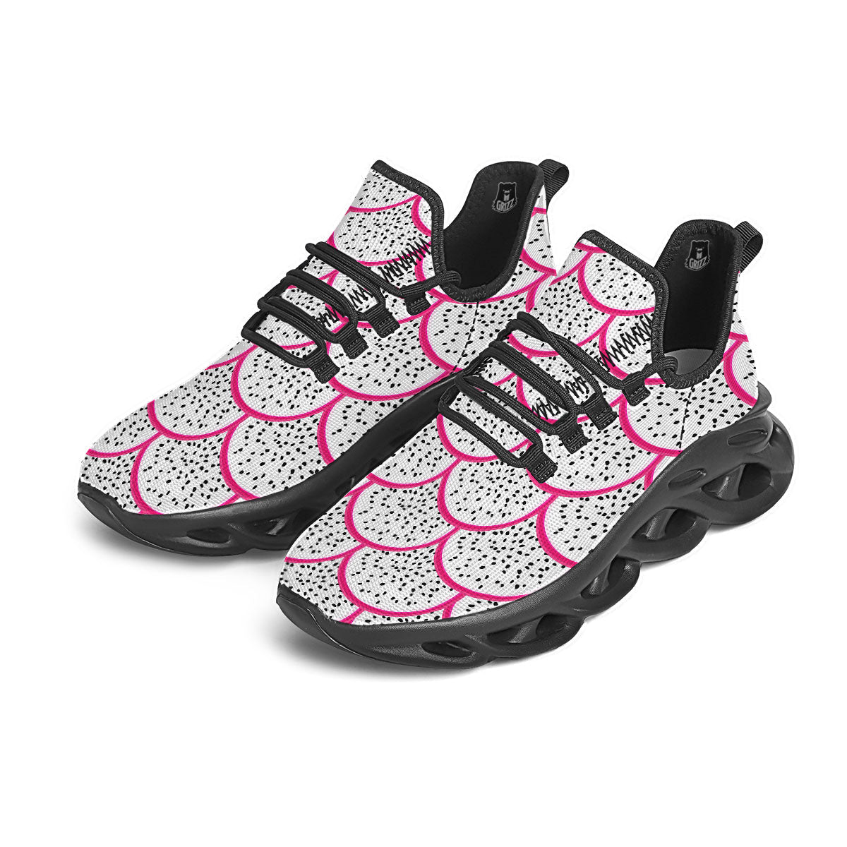 Pitaya Pattern Print Black Running Shoes-grizzshop