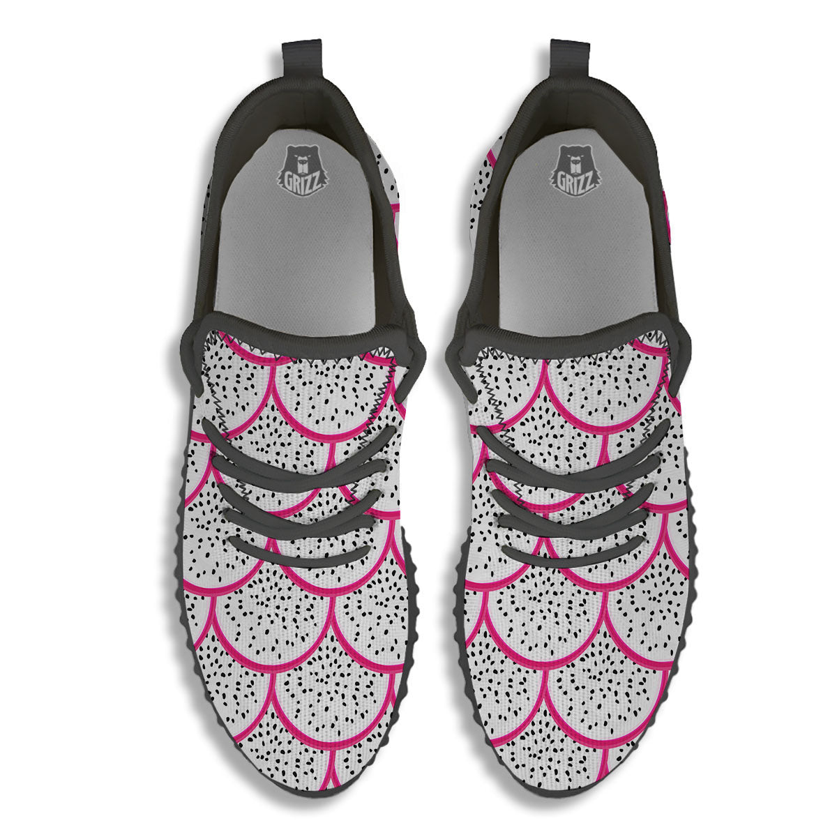 Pitaya Pattern Print Black Walking Shoes-grizzshop