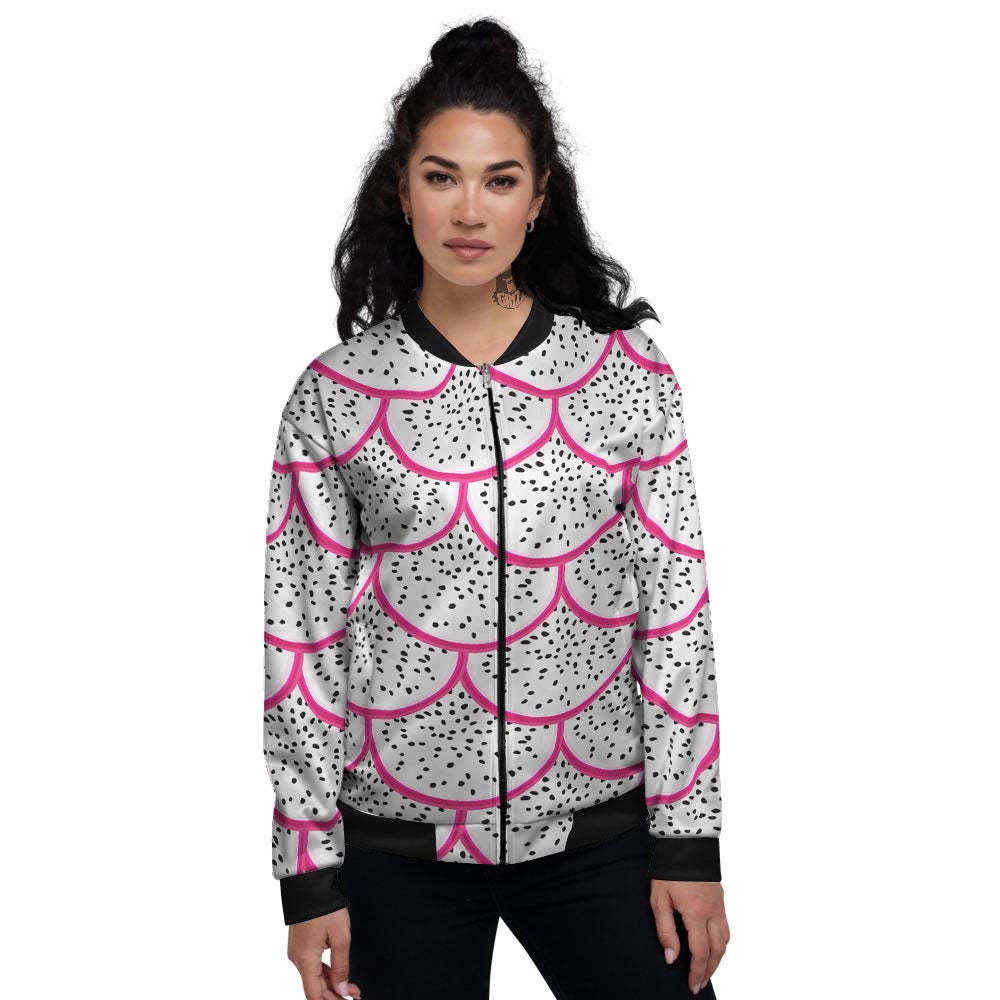 Pitaya Pattern Print Women's Bomber Jacket-grizzshop