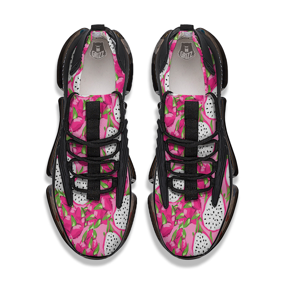 Pitaya Tropical Print Pattern Black Gym Shoes-grizzshop
