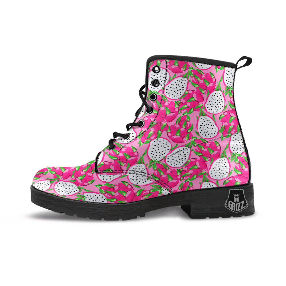 Pitaya Tropical Print Pattern Leather Boots-grizzshop