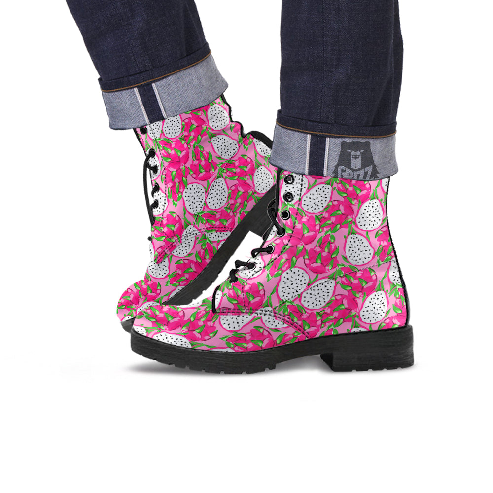 Pitaya Tropical Print Pattern Leather Boots-grizzshop