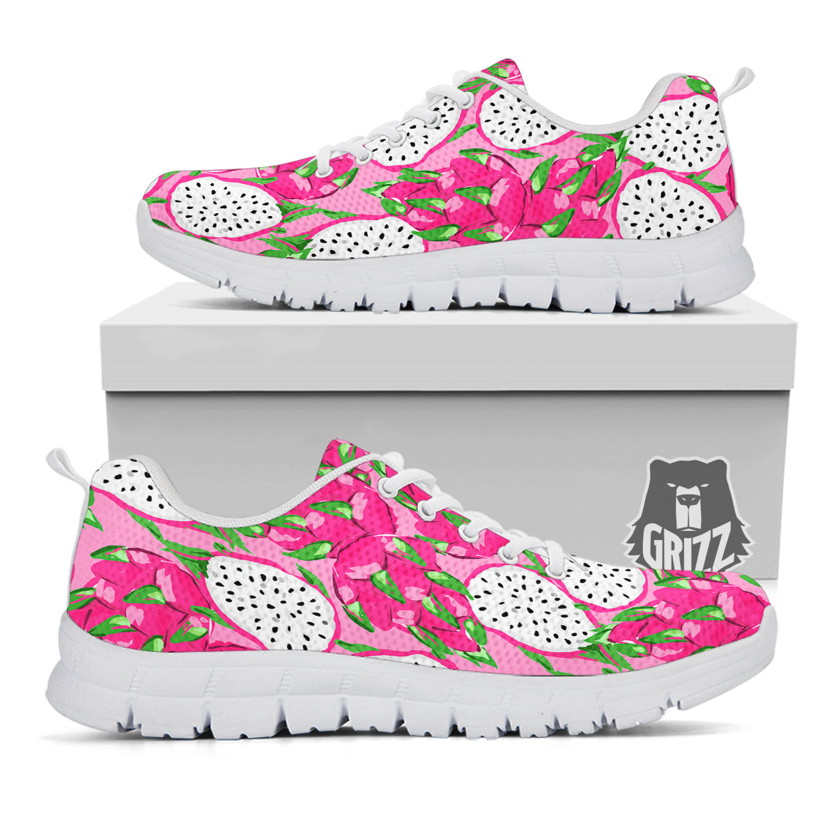 Pitaya Tropical Print Pattern White Sneaker-grizzshop