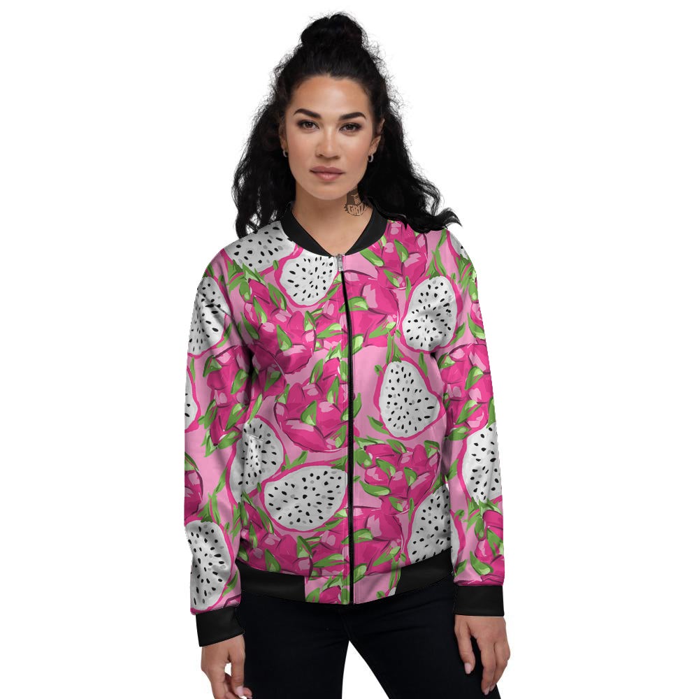 Pitaya Tropical Print Pattern Women's Bomber Jacket-grizzshop