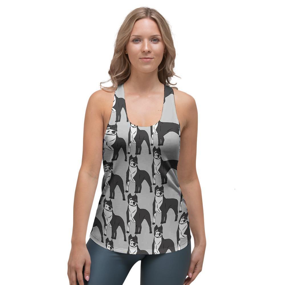 Pitbull Print Women's Racerback Tank Top-grizzshop
