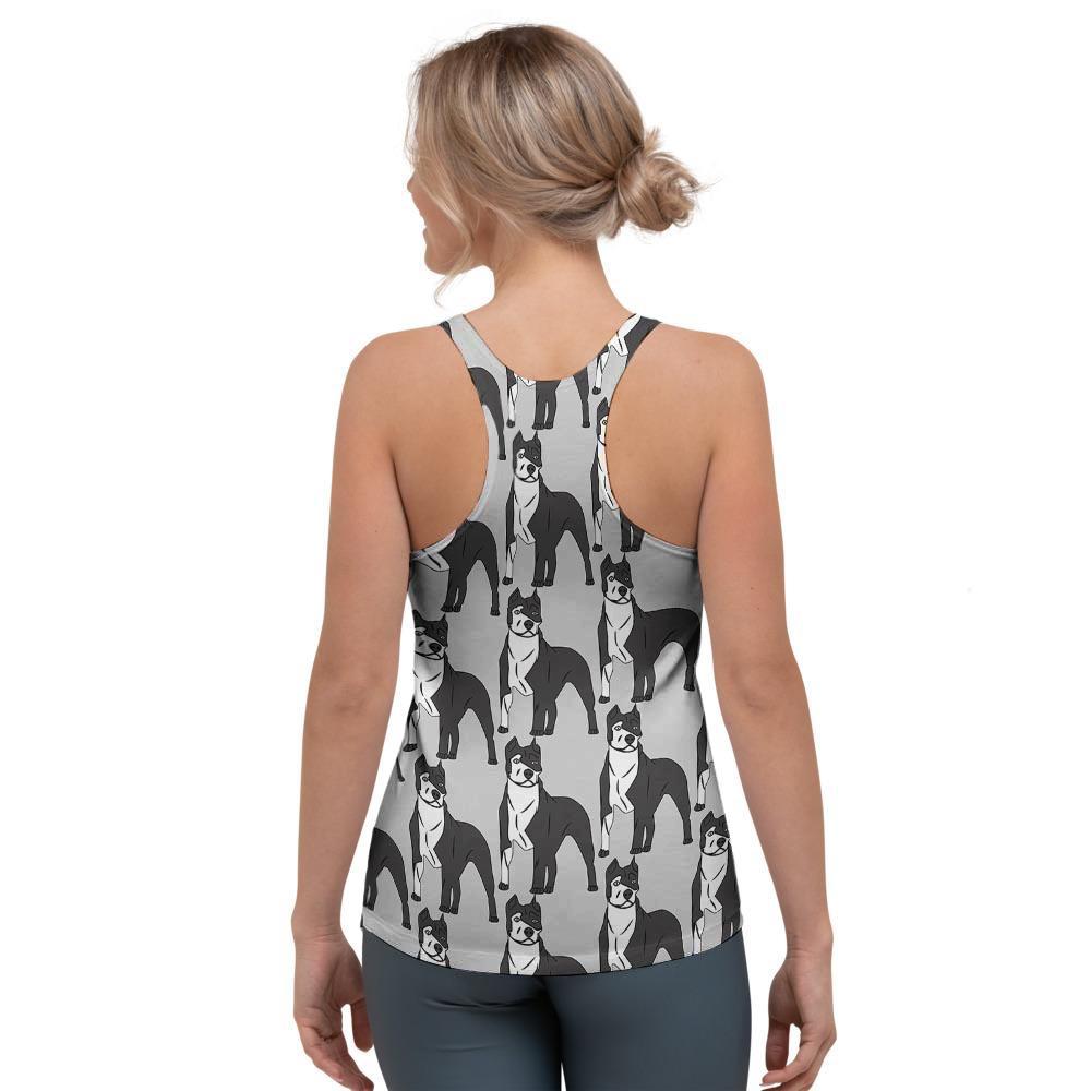 Pitbull Print Women's Racerback Tank Top-grizzshop