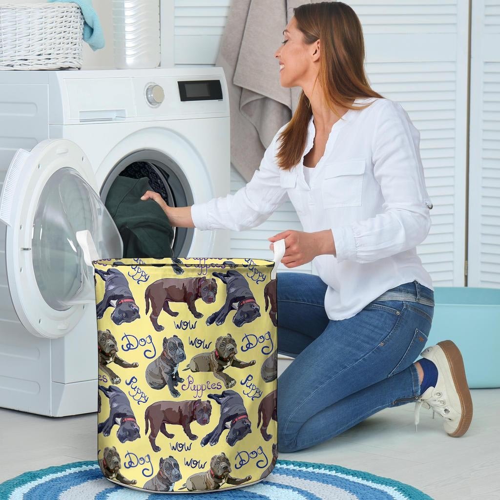 Pitbull Puppy Laundry Basket-grizzshop