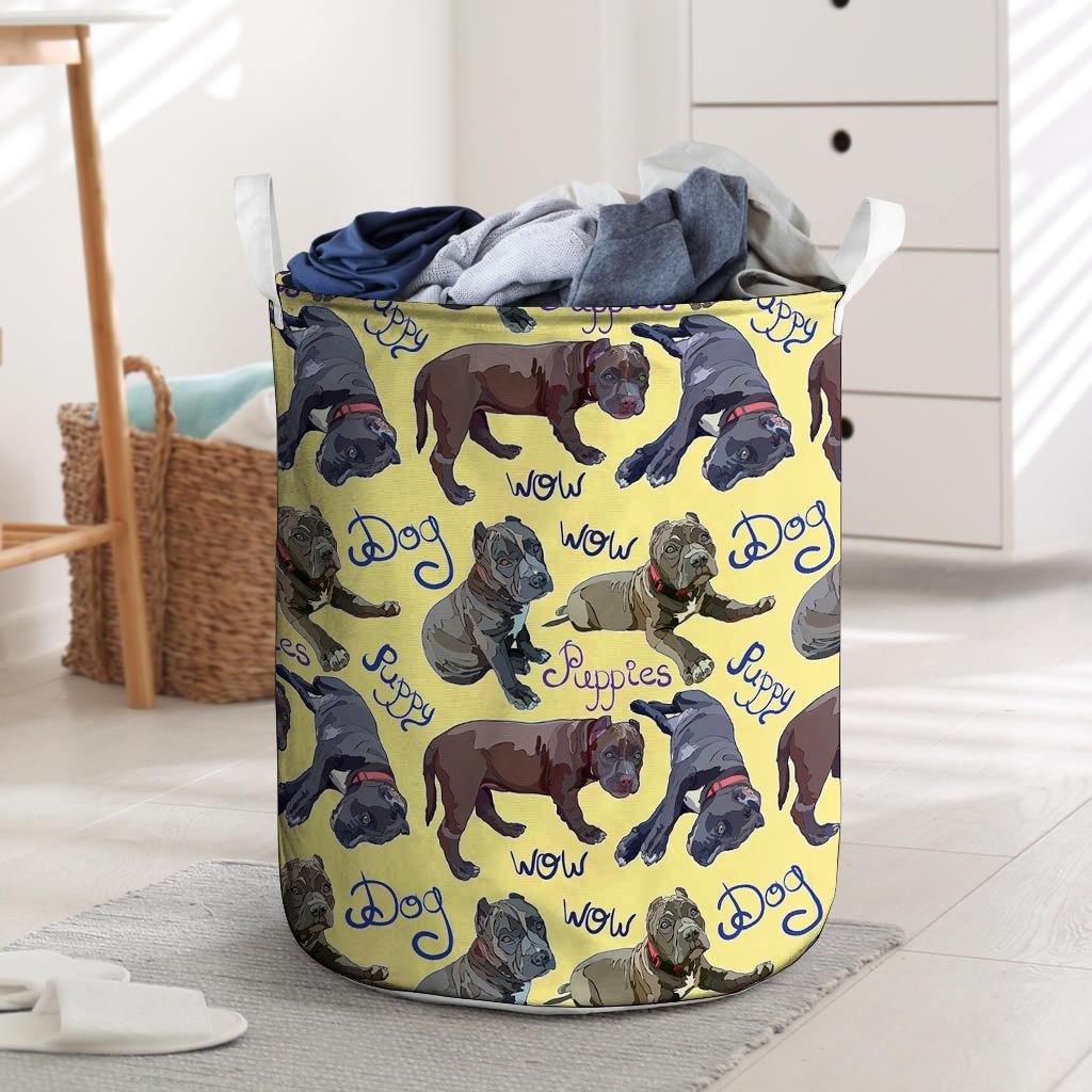 Pitbull Puppy Laundry Basket-grizzshop