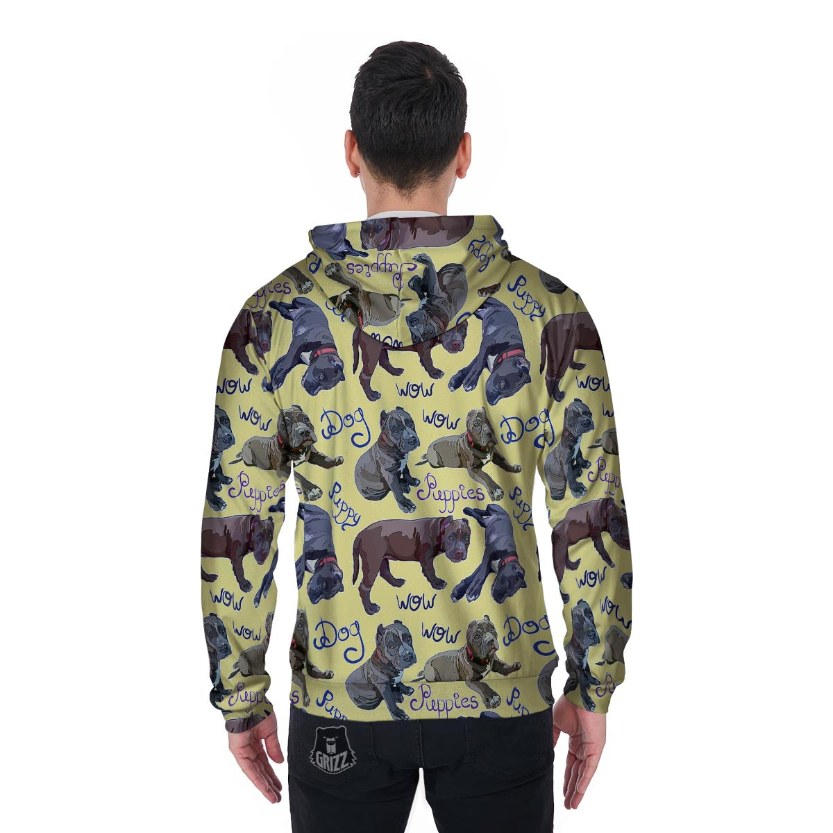Pitbull Puppy Men's Zip Up Hoodie-grizzshop