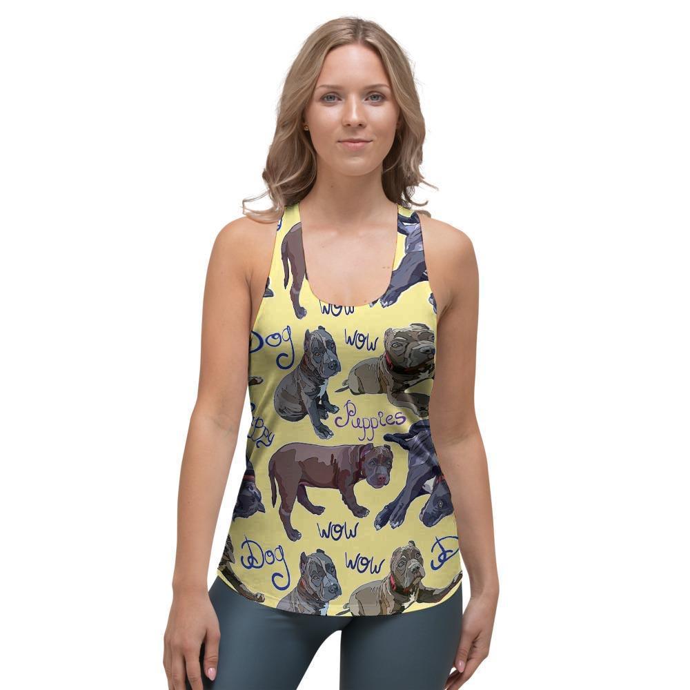 Pitbull Puppy Women's Racerback Tank Top-grizzshop