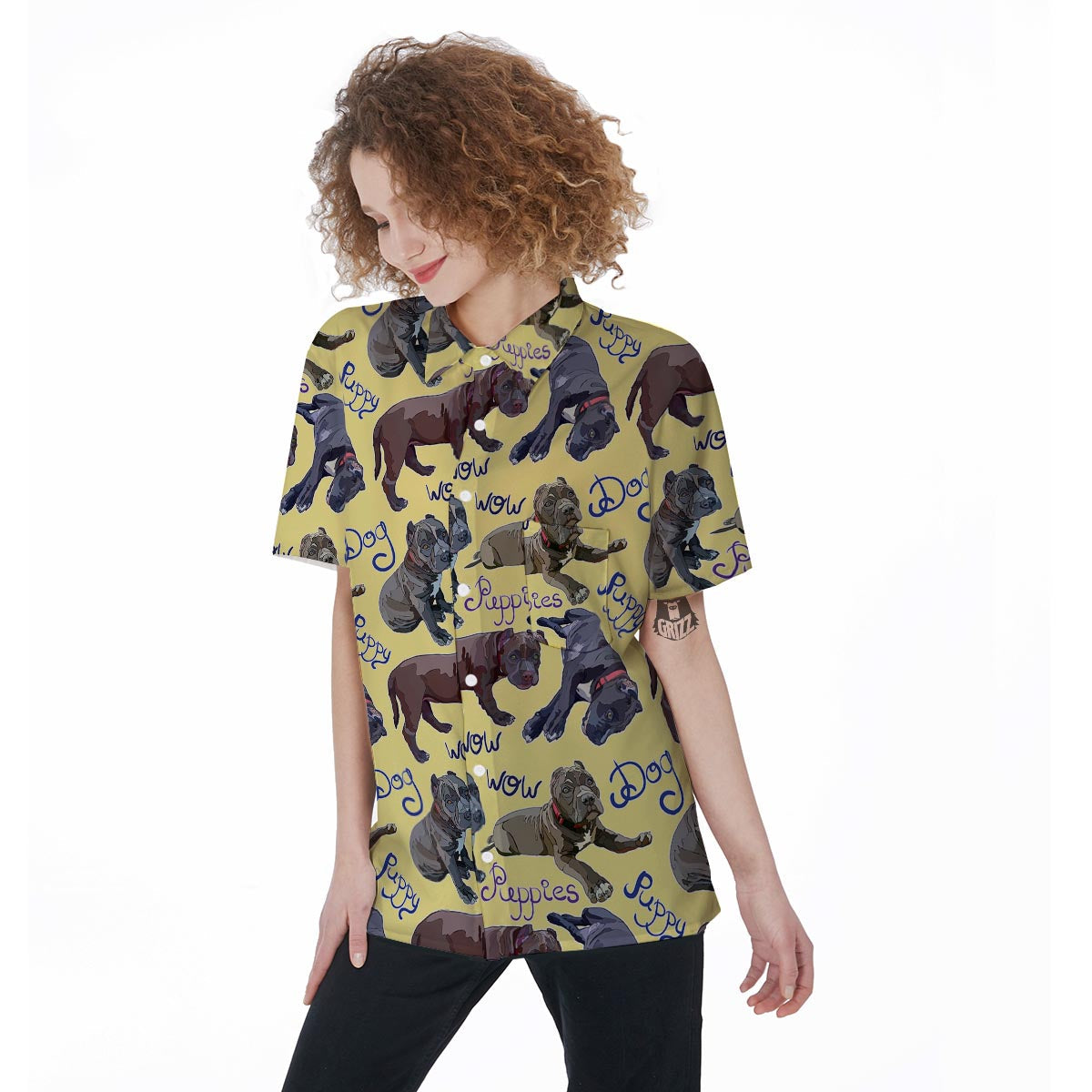 Pitbull Puppy Women's Short Sleeve Shirts-grizzshop