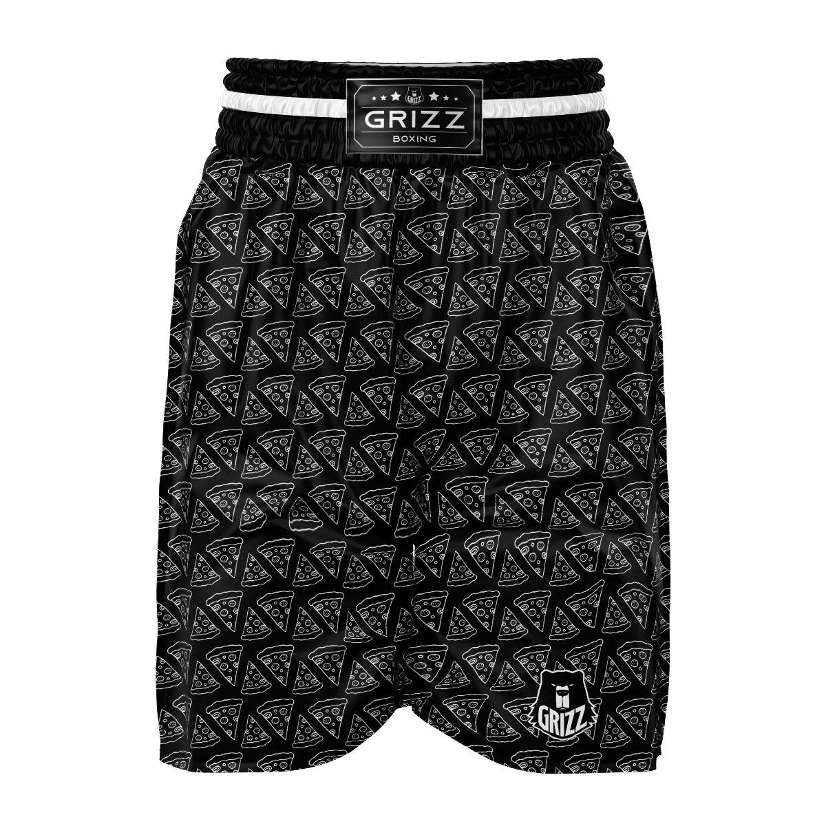 Pizza Black Print Pattern Boxing Shorts-grizzshop
