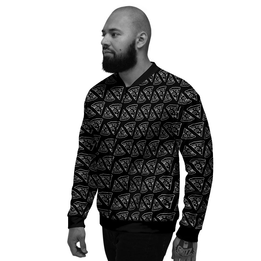 Pizza Black Print Pattern Men's Bomber Jacket-grizzshop