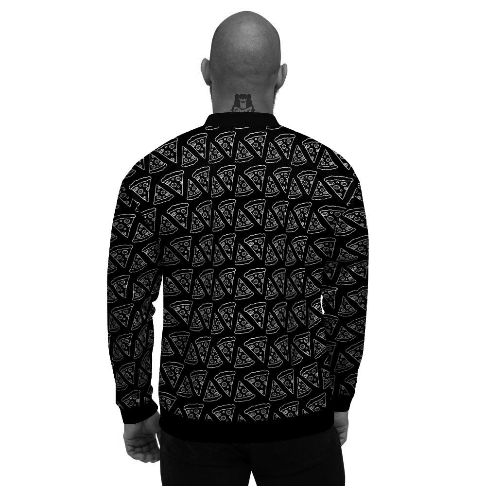 Pizza Black Print Pattern Men's Bomber Jacket-grizzshop