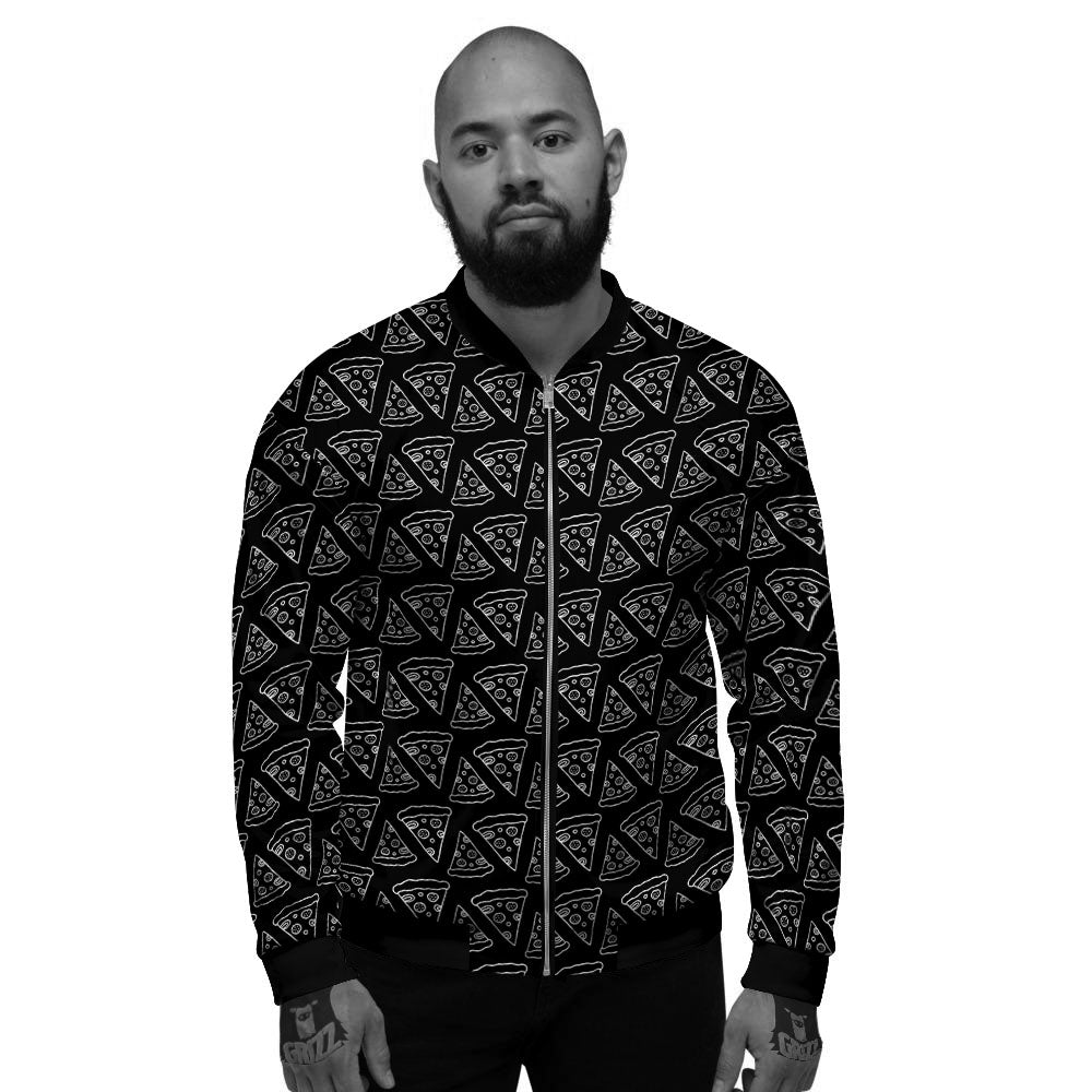 Pizza Black Print Pattern Men's Bomber Jacket-grizzshop