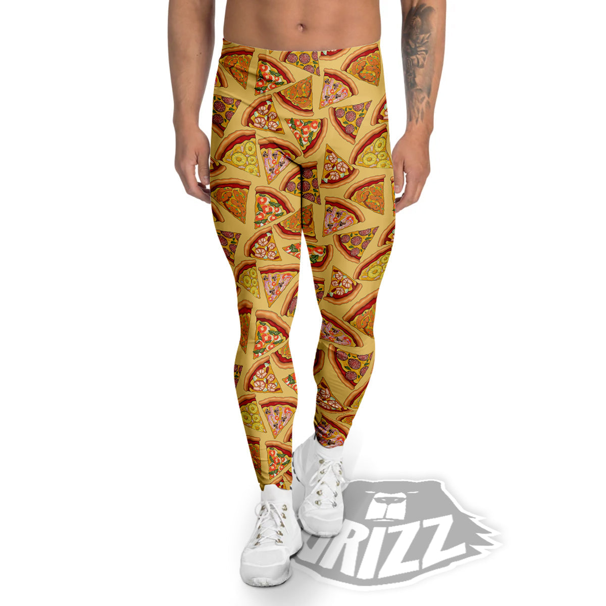 Pizza Fast Food Print Pattern Men's Leggings-grizzshop