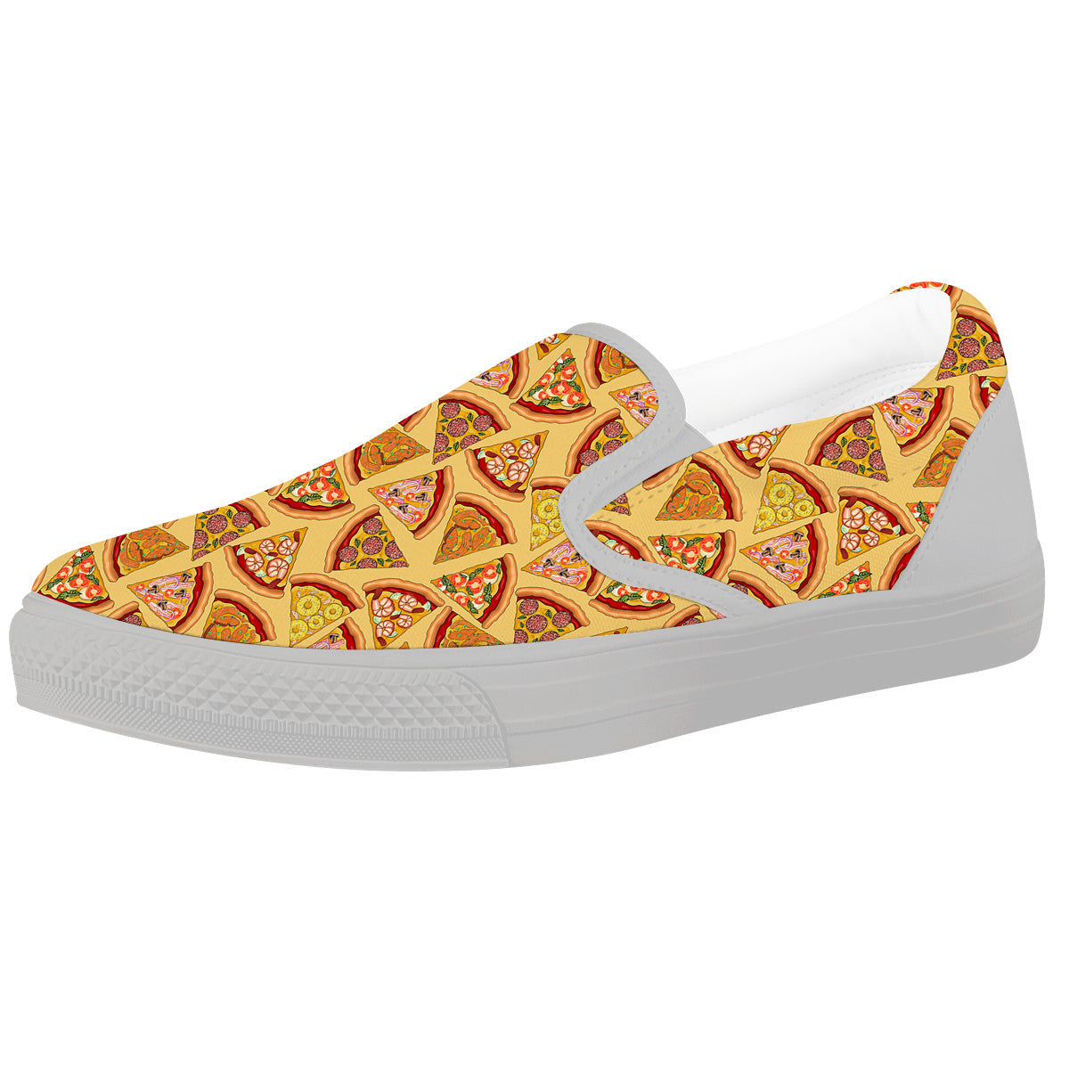 Pizza Fast Food Print Pattern White Slip On Shoes-grizzshop