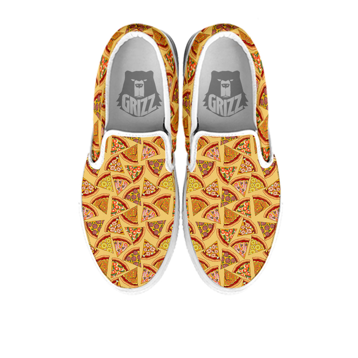 Pizza Fast Food Print Pattern White Slip On Shoes-grizzshop
