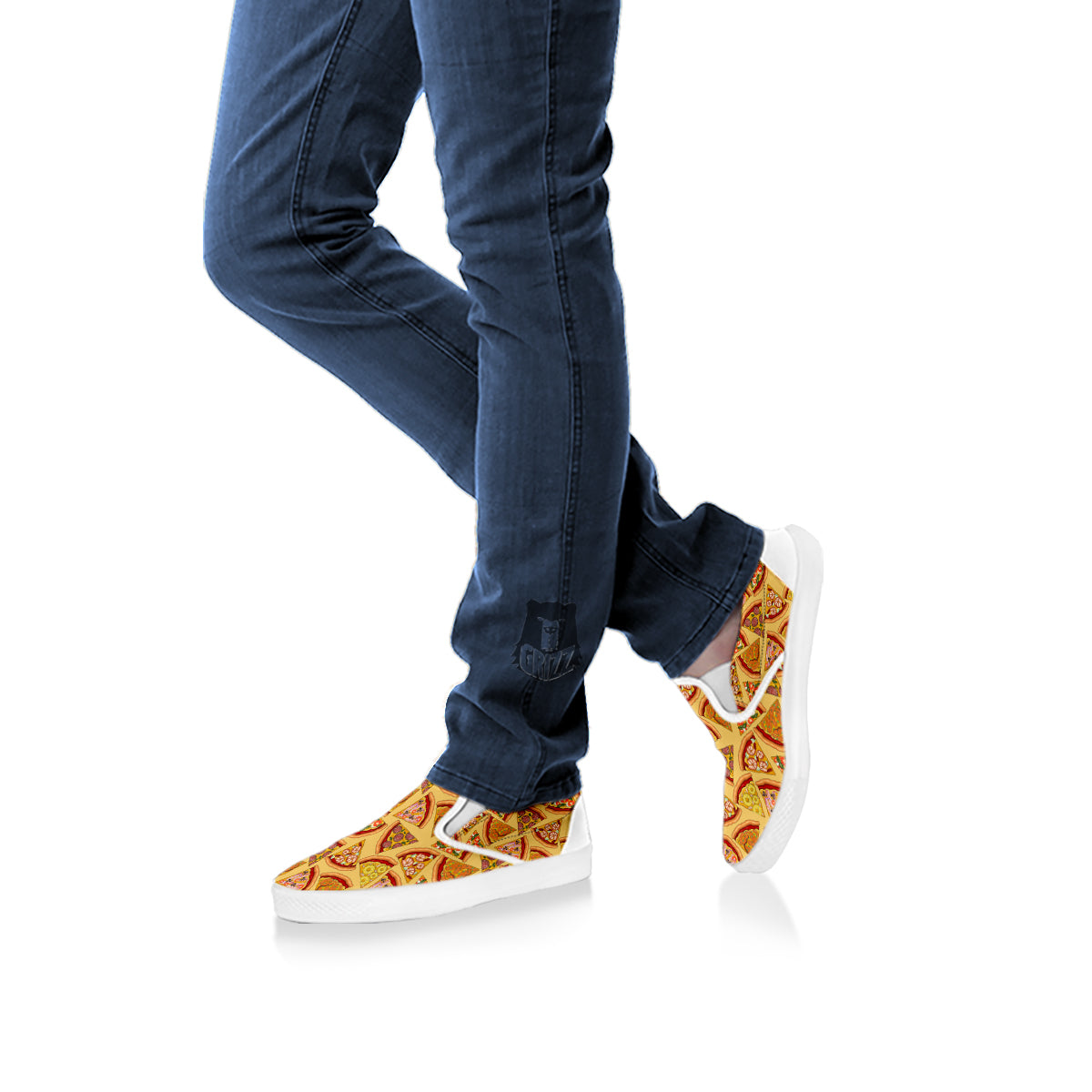 Pizza Fast Food Print Pattern White Slip On Shoes-grizzshop