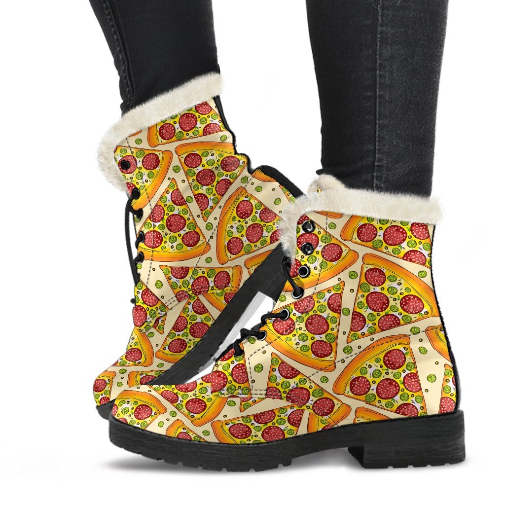 Pizza Pattern Print Comfy Winter Boots-grizzshop