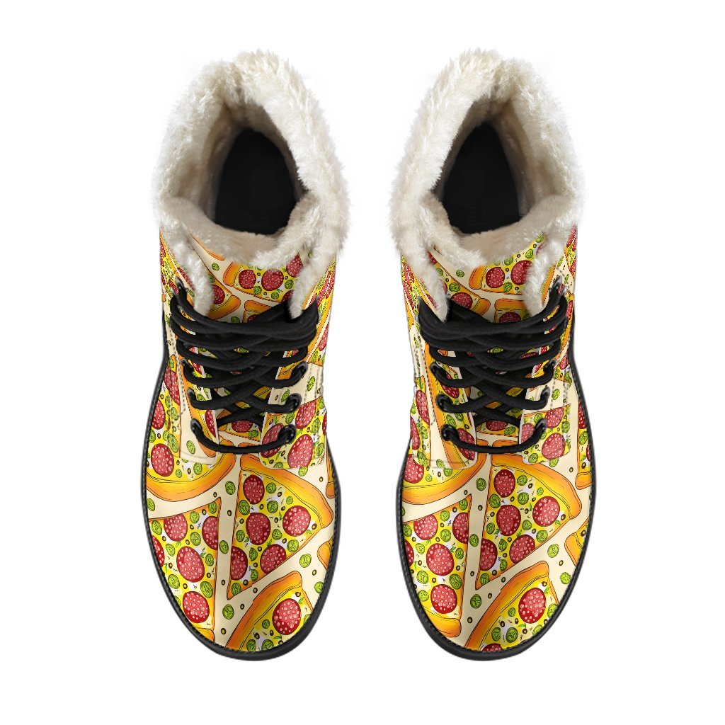 Pizza Pattern Print Comfy Winter Boots-grizzshop