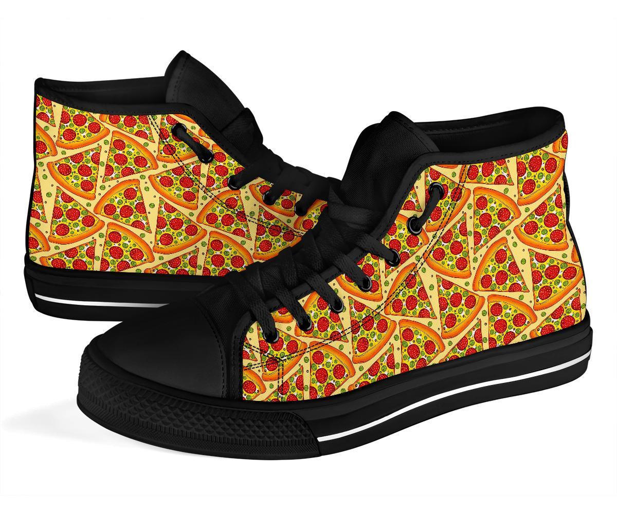 Pizza Pattern Print Men Women's High Top Shoes-grizzshop