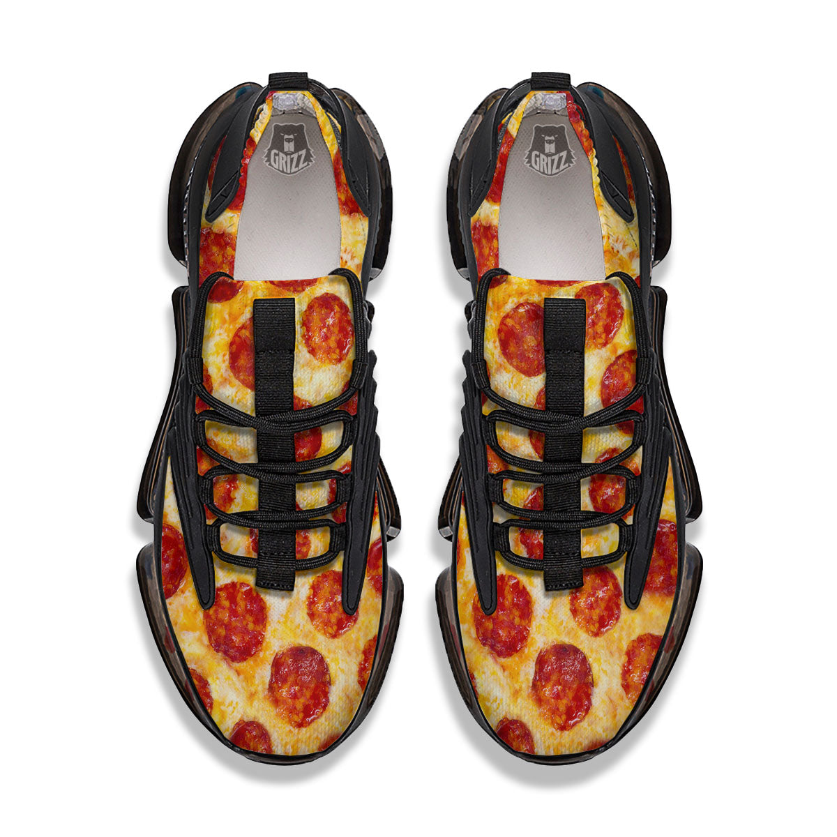 Pizza Pepperoni Print Black Gym Shoes-grizzshop