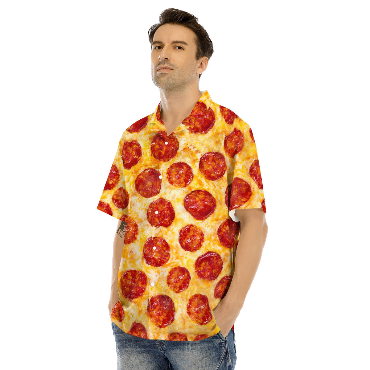 Pizza Pepperoni Print Men's Hawaiian Shirt-grizzshop