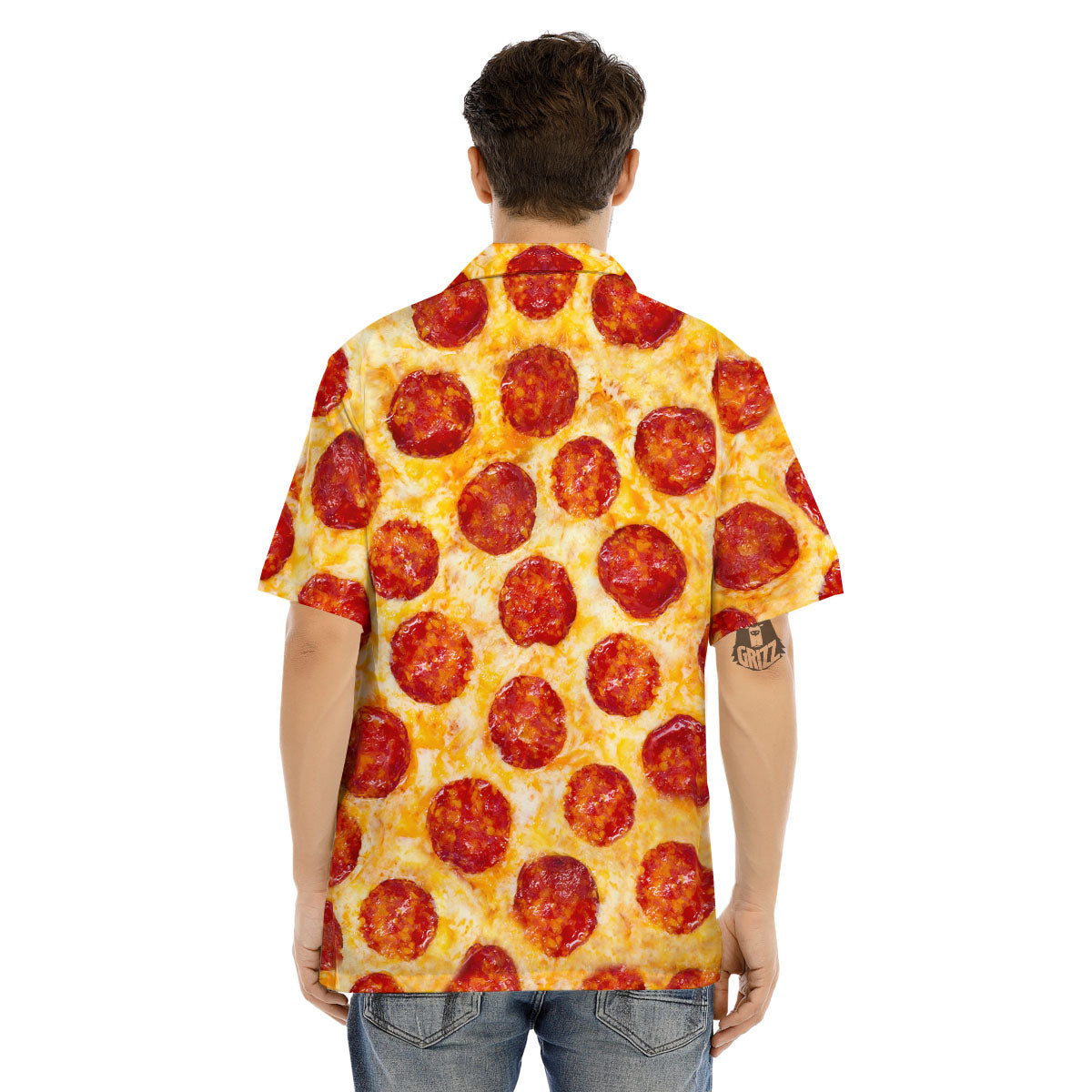 Pizza Pepperoni Print Men's Hawaiian Shirt-grizzshop