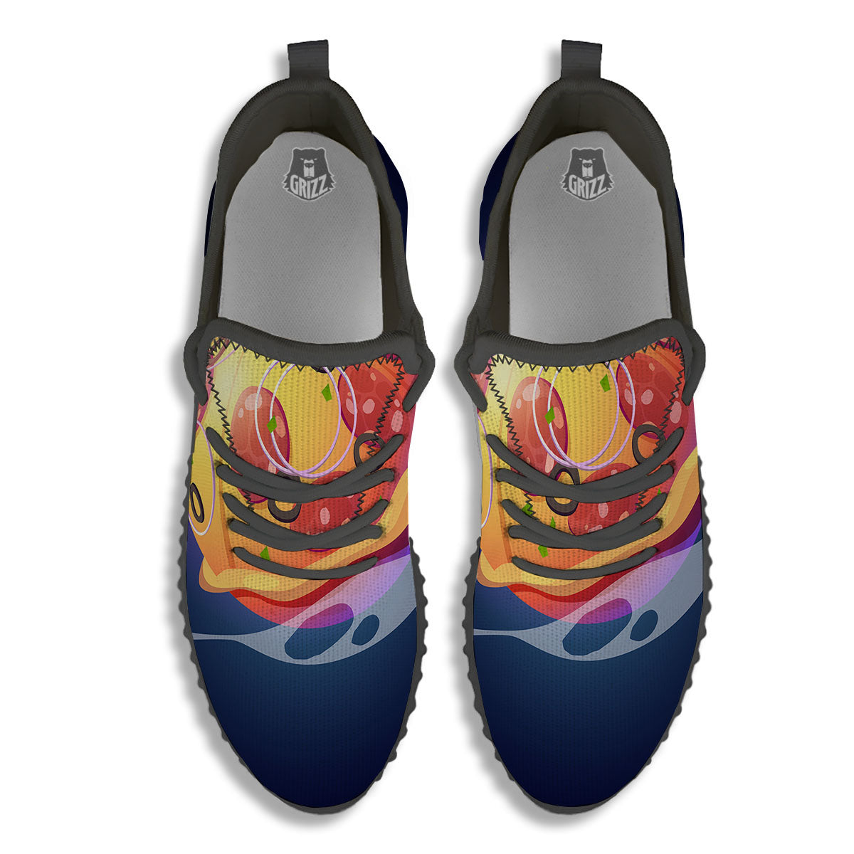 Pizza Planet Print Black Walking Shoes-grizzshop