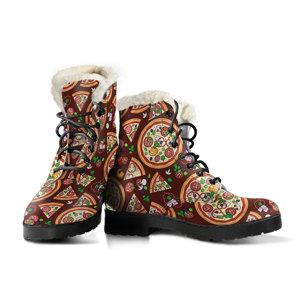 Pizza Print Pattern Comfy Winter Boots-grizzshop