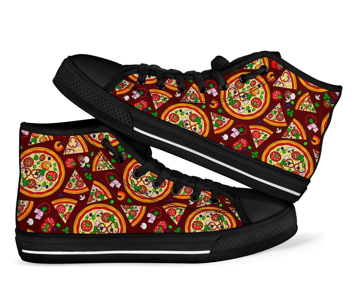 Pizza Print Pattern Men Women's High Top Shoes-grizzshop