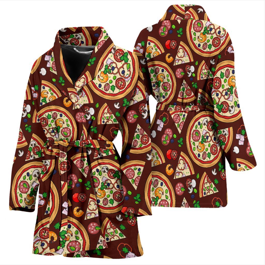 Pizza Print Pattern Pattern Print Women Long Robe-grizzshop