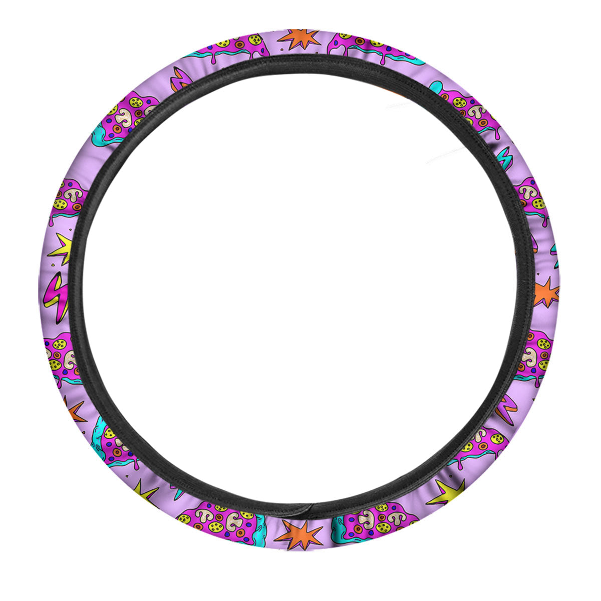 Pizza Psychedelic Print Pattern Car Steering Wheel Cover-grizzshop