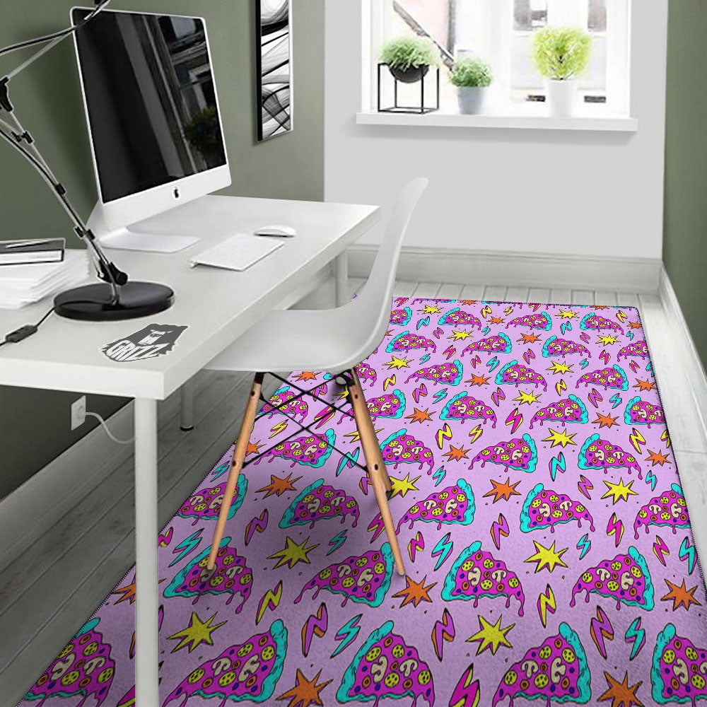Pizza Psychedelic Print Pattern Floor Mat-grizzshop