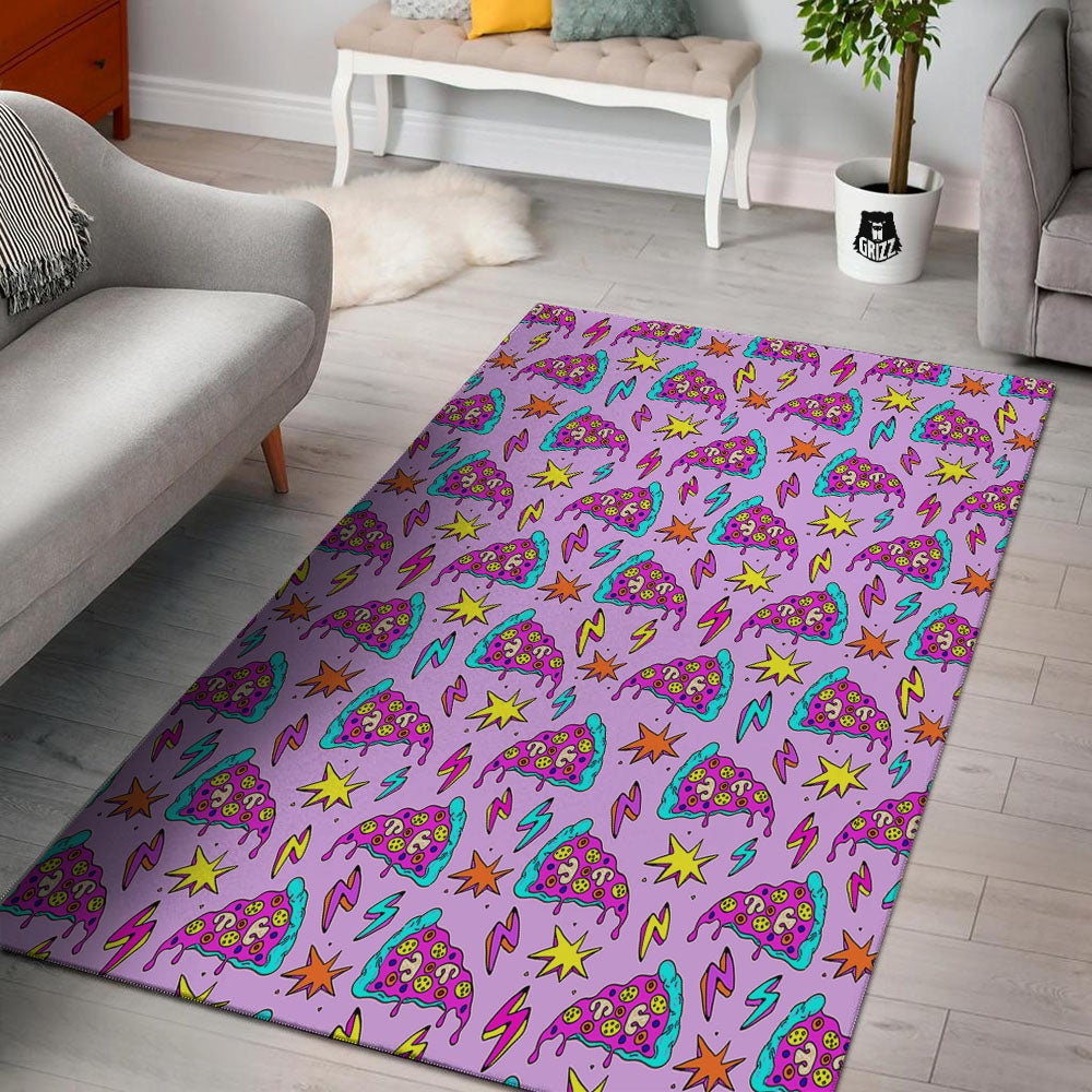Pizza Psychedelic Print Pattern Floor Mat-grizzshop