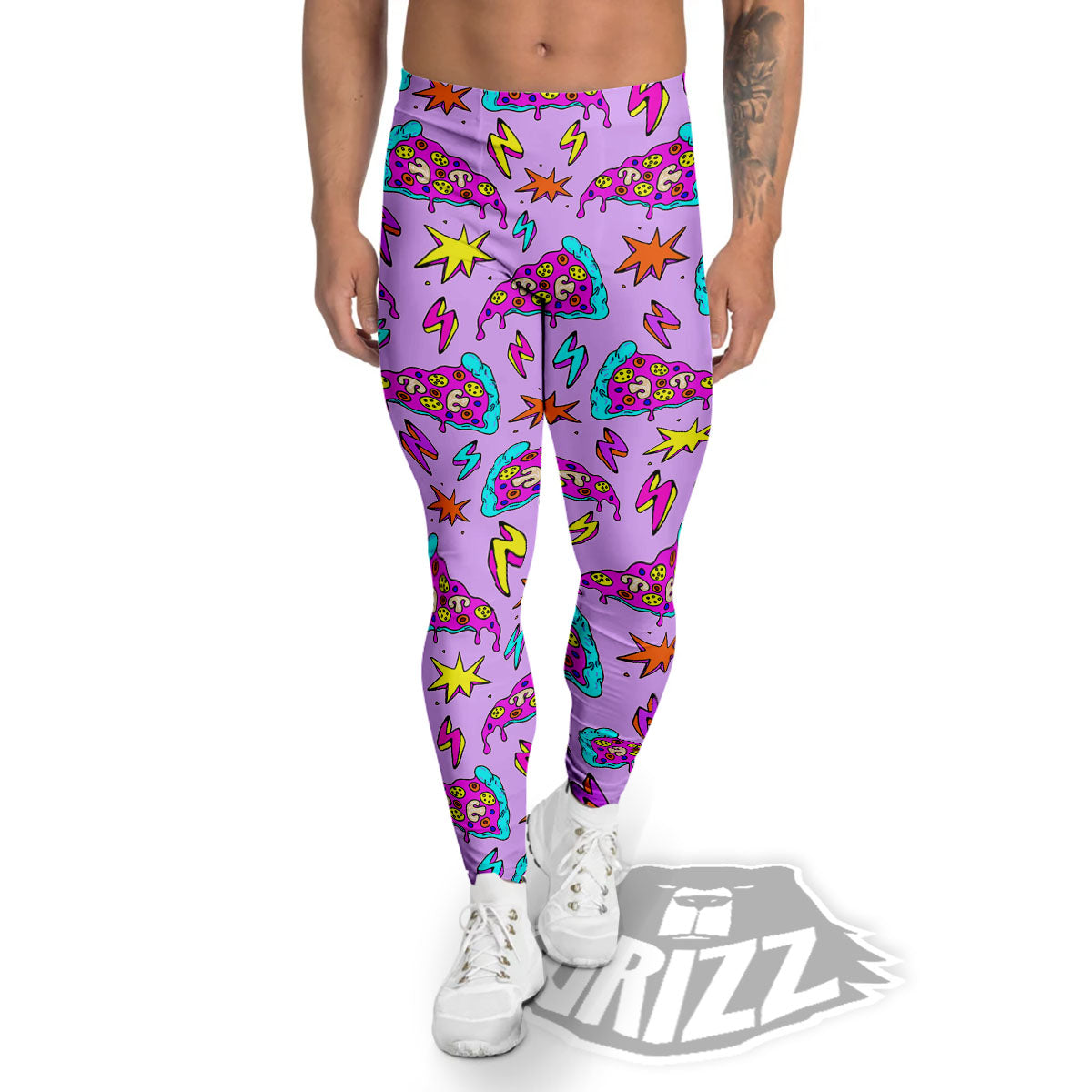 Pizza Psychedelic Print Pattern Men's Leggings-grizzshop