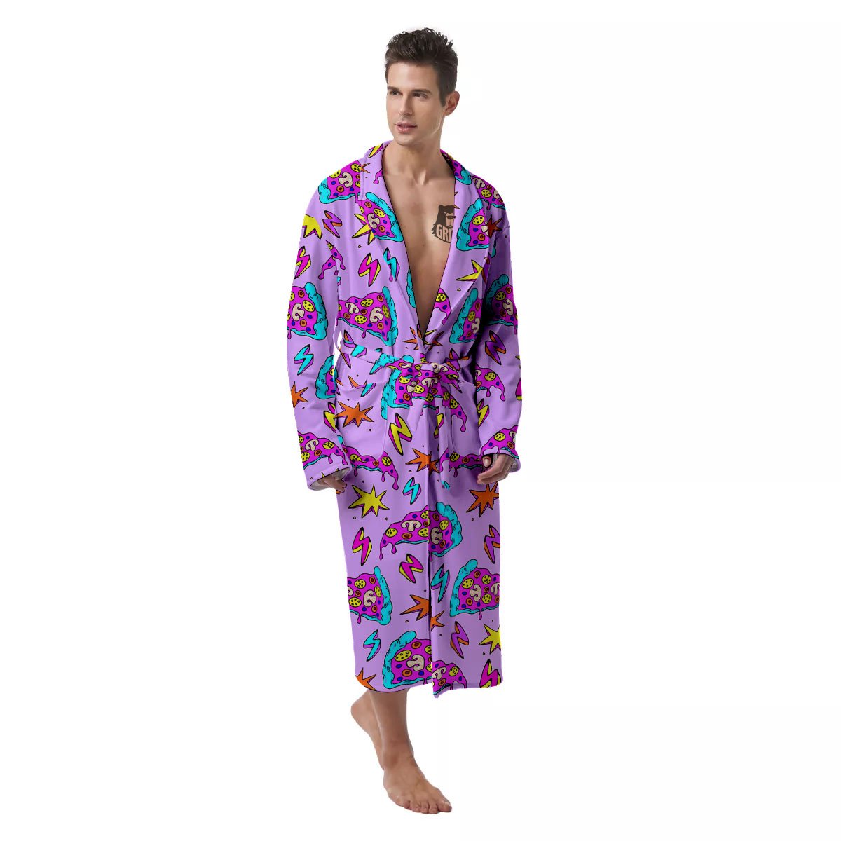 Pizza Psychedelic Print Pattern Men's Robe-grizzshop