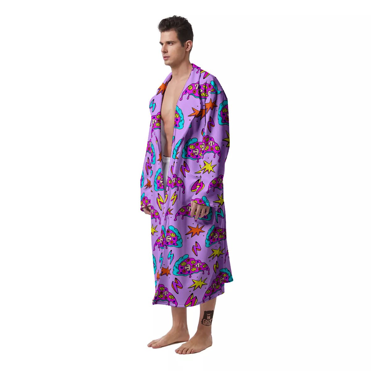 Pizza Psychedelic Print Pattern Men's Robe-grizzshop