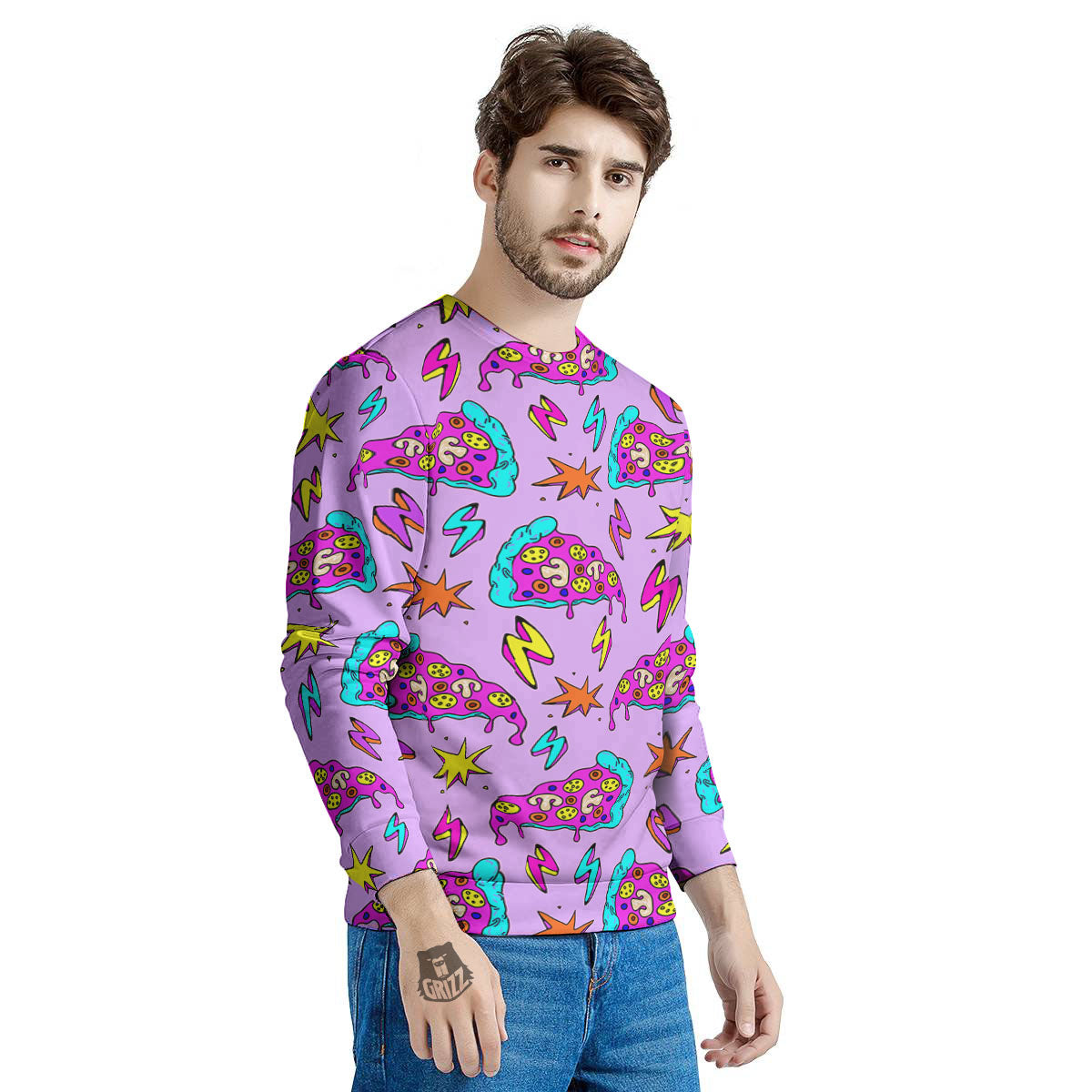 Pizza Psychedelic Print Pattern Men's Sweatshirt-grizzshop