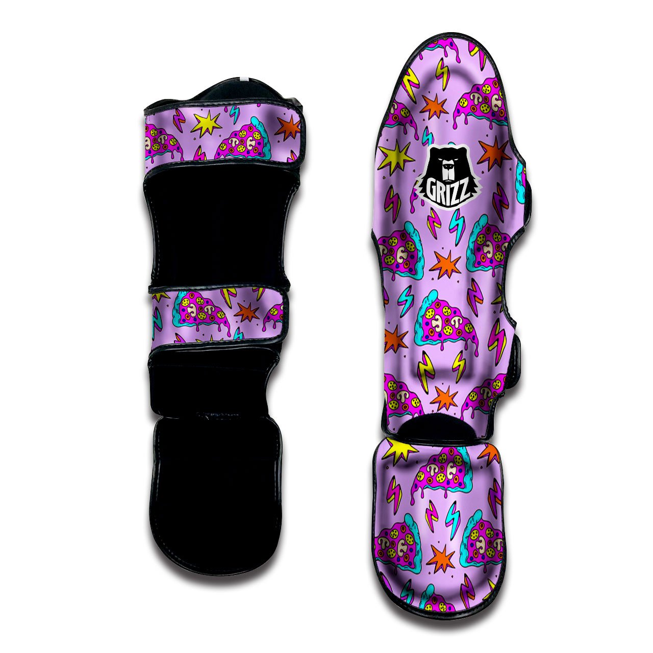 Pizza Psychedelic Print Pattern Muay Thai Shin Guards-grizzshop