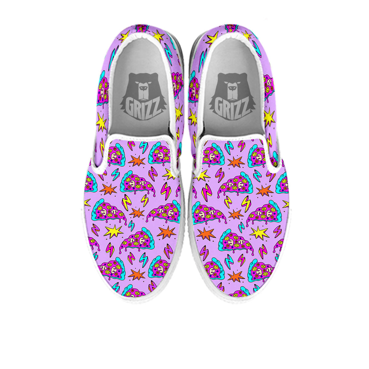 Pizza Psychedelic Print Pattern White Slip On Shoes-grizzshop