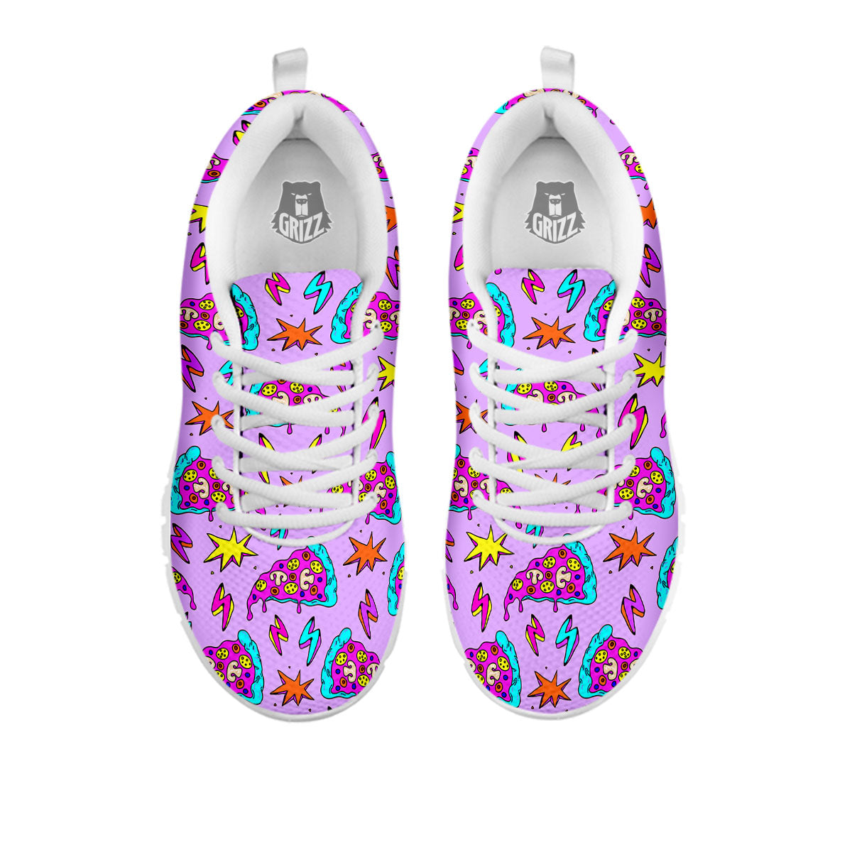 Pizza Psychedelic Print Pattern White Sneaker-grizzshop