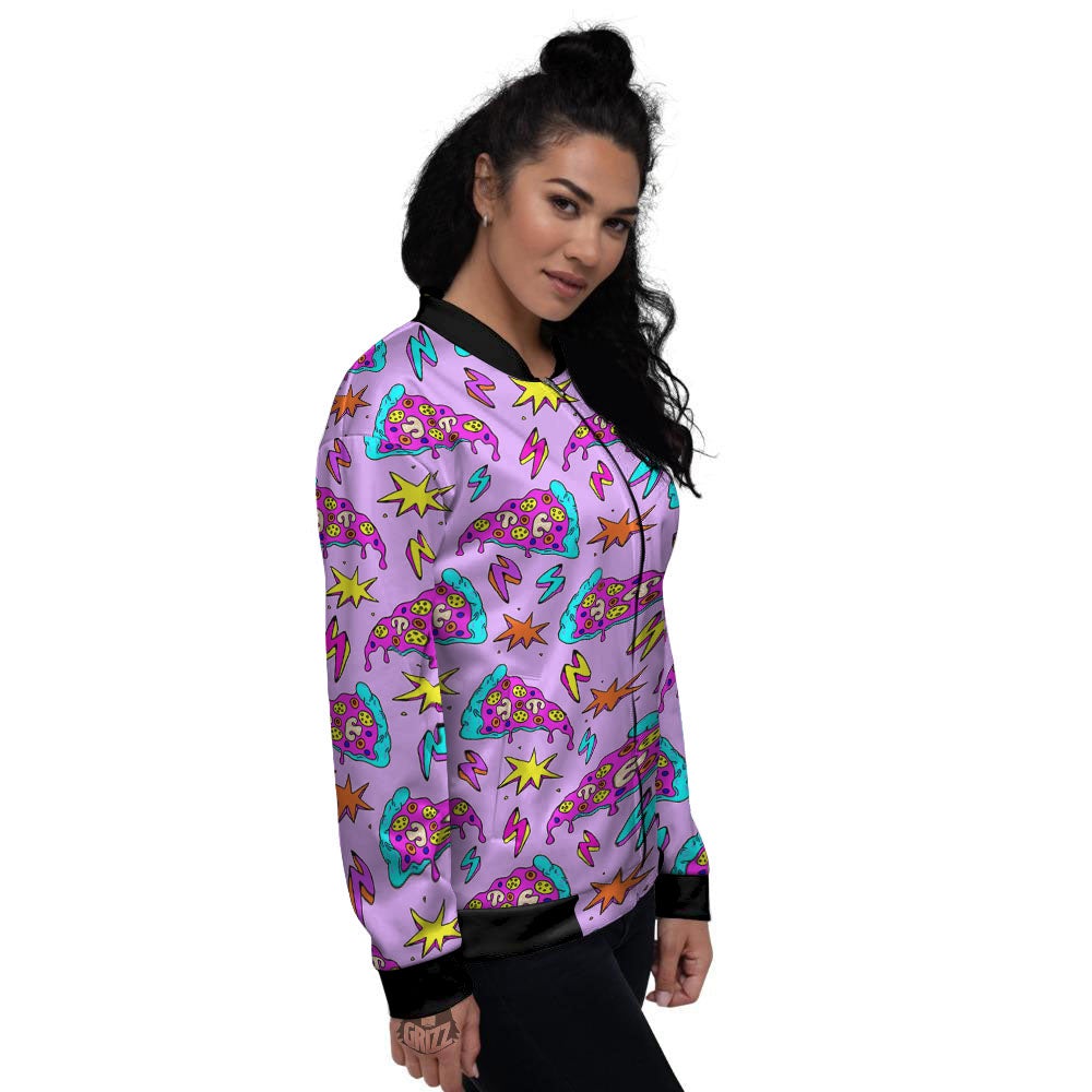 Pizza Psychedelic Print Pattern Women's Bomber Jacket-grizzshop