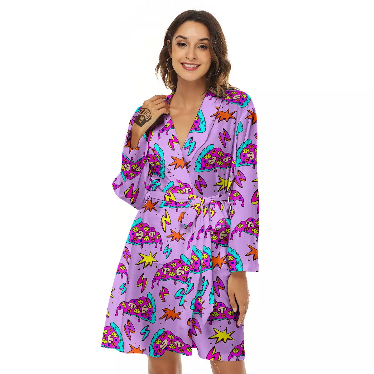 Pizza Psychedelic Print Pattern Women's Robe-grizzshop