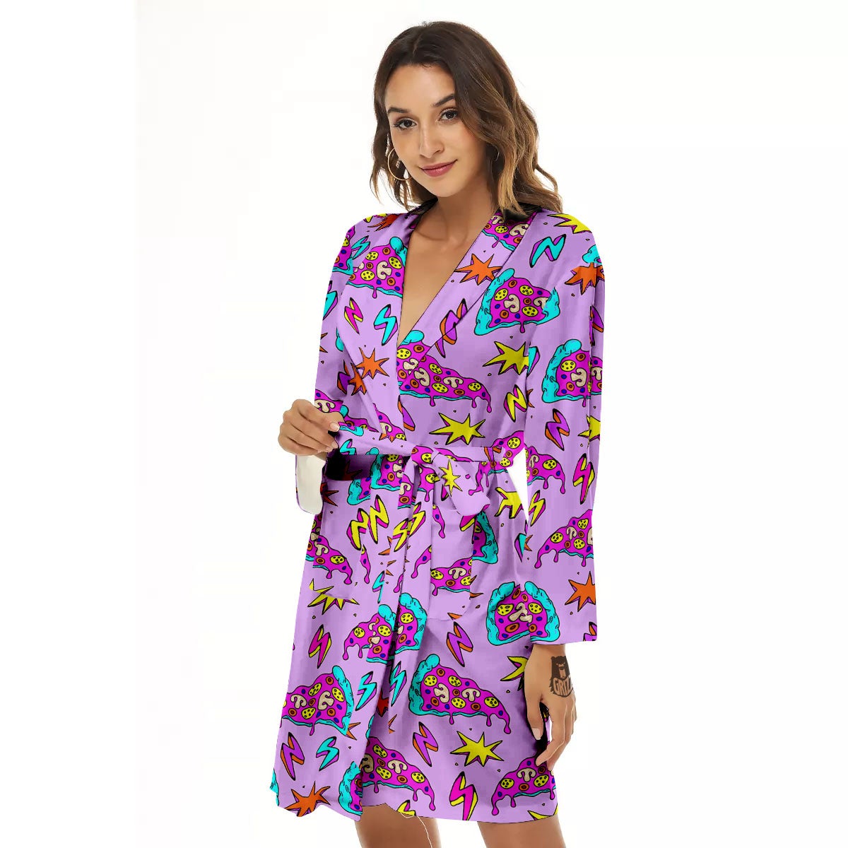 Pizza Psychedelic Print Pattern Women's Robe-grizzshop