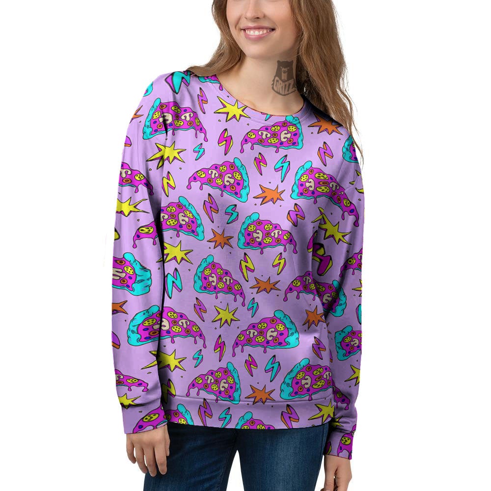 Pizza Psychedelic Print Pattern Women's Sweatshirt-grizzshop