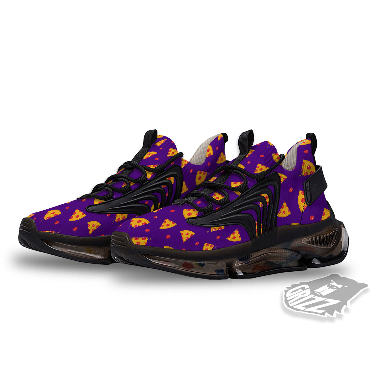 Pizza Purple Print Pattern Black Gym Shoes-grizzshop